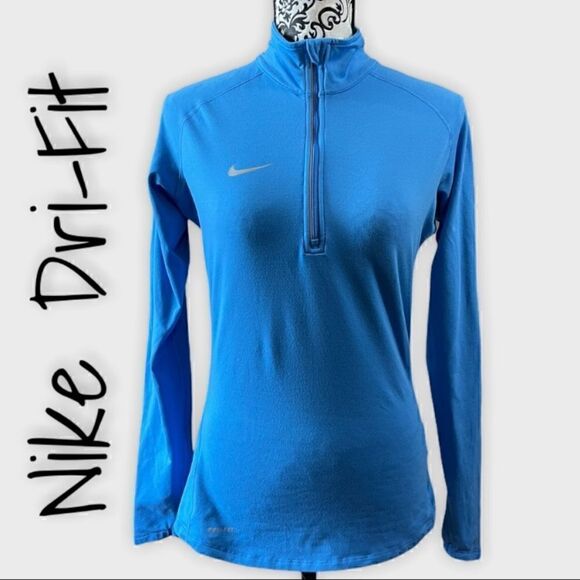 Nike Dri-Fit Athletic Blue quarter zip sweatshirt jacket size large - Picture 2 of 6